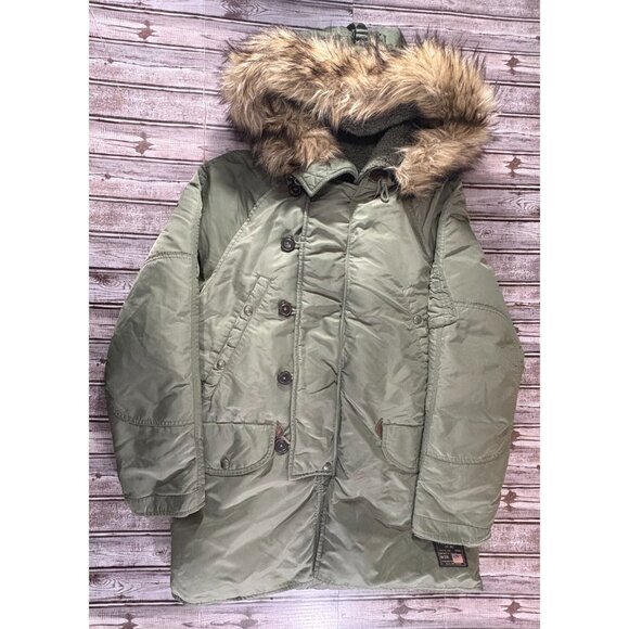 Polo Ralph Lauren Hooded Faux Fur Trim Down Parka jacket sz S c: Olive NWT $495 - Picture 1 of 13